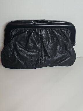 Eaton Black Italian Leather Clutch